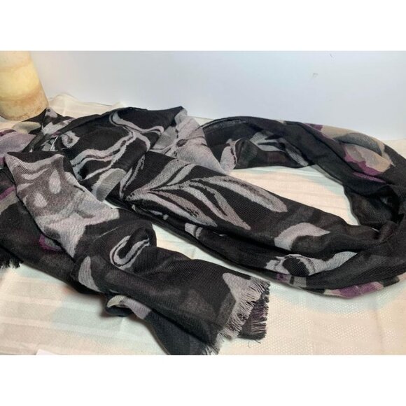 Womens Black and Gray Purple Scarf 35" x 80" - Picture 11 of 16